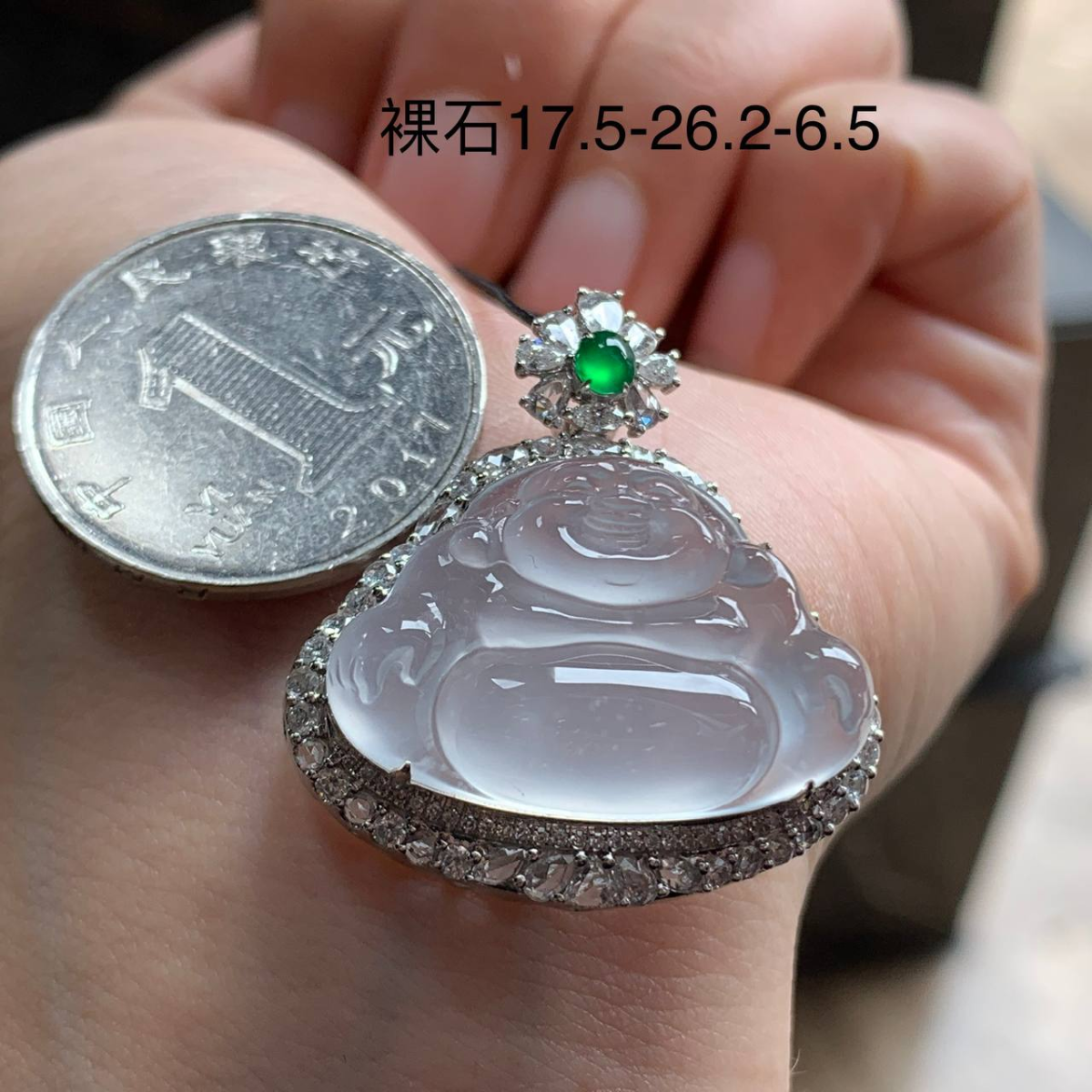 金钻镶嵌 冰种 佛公 #项链