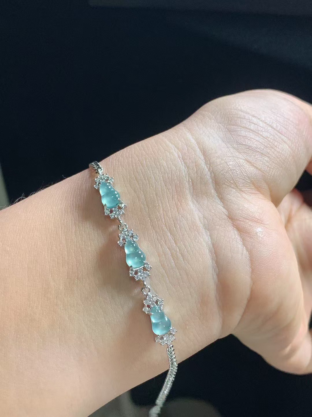 925银·冰透 天空蓝 葫芦#手链