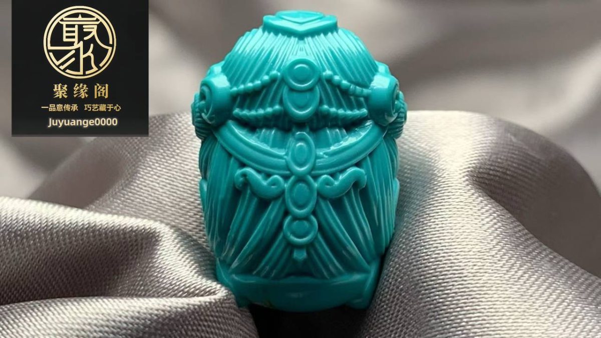 原矿高瓷绿蓝料精品绿松石观音像