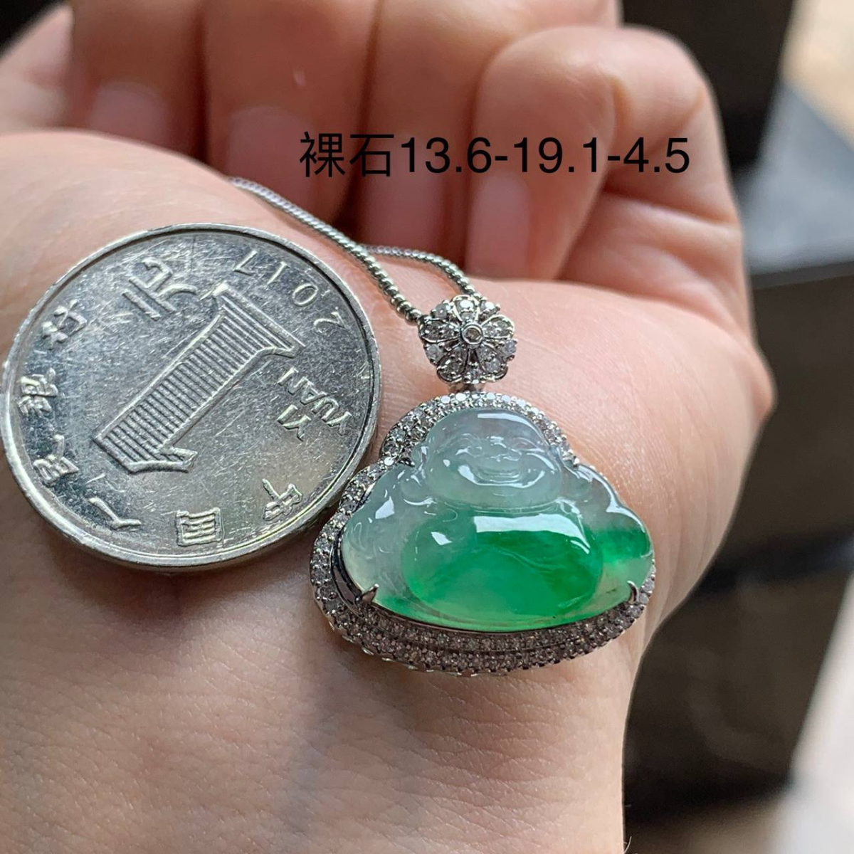 金钻镶嵌带色 佛公 #项链